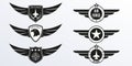 Air Force logo with wings, shields and stars. Military badges. Army patches. Vector illustration